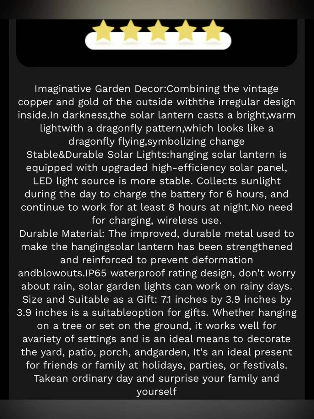 Dragonfly Pattern Decorative Lantern - Yellow Illumination